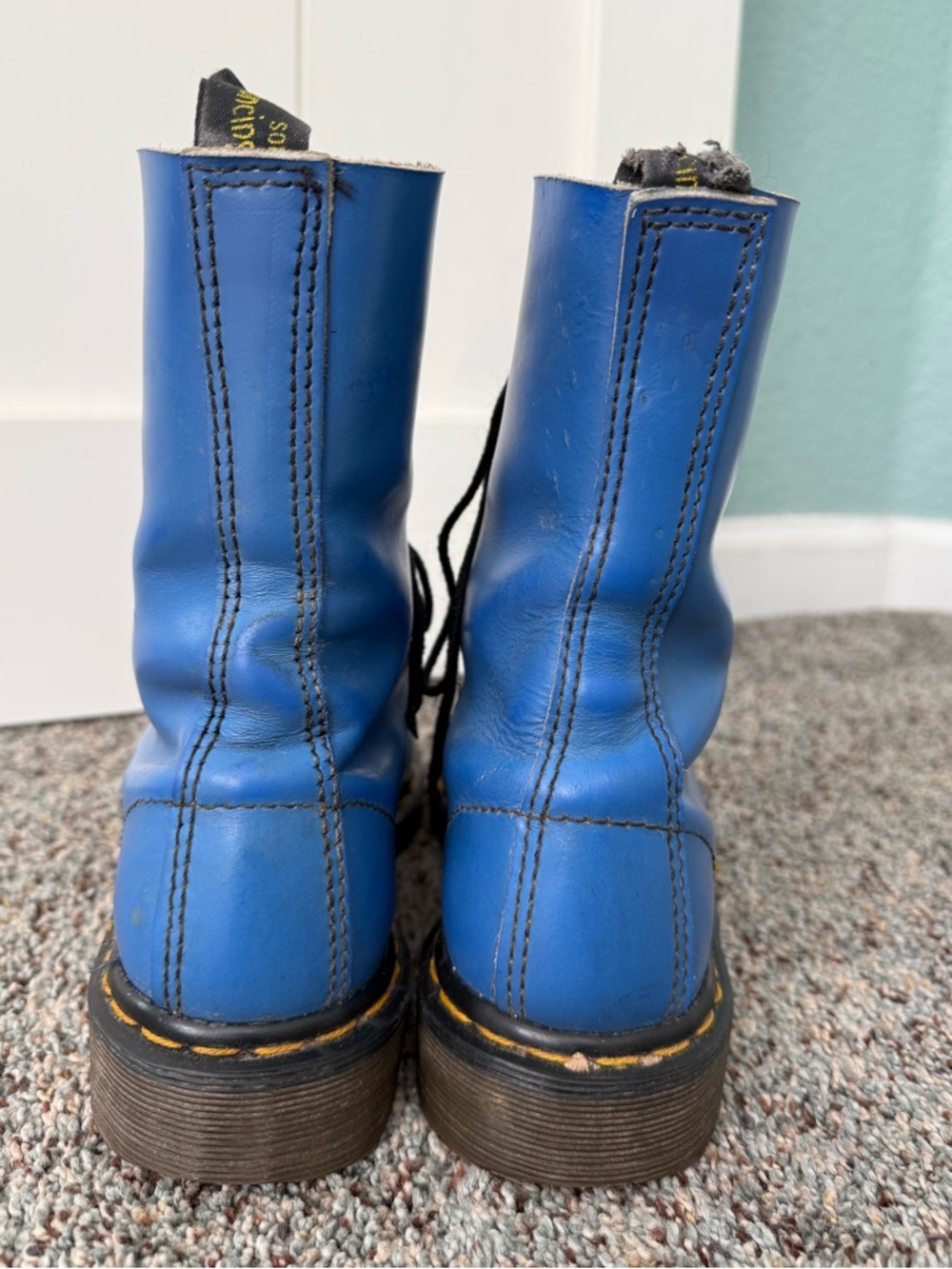 Vintage Dr Martens Made in England Blue Leather boots - Picture 5 of 17